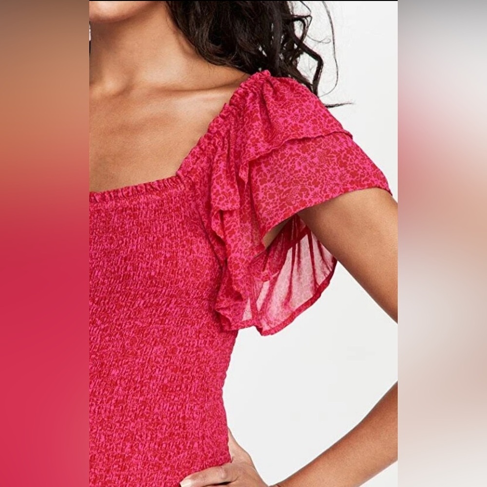 NWT Hatch The Cosette in Samba Print,  Pink Maxi Ruffle Dress, Sz 1 Small - Picture 2 of 11